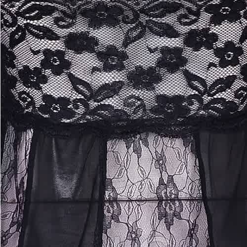 Sheer Net And Lace Panels Baby Doll Black Konga Online Shopping
