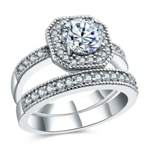 Silver Plated Cubic Zirconia Wedding Ring Set Konga Online Shopping