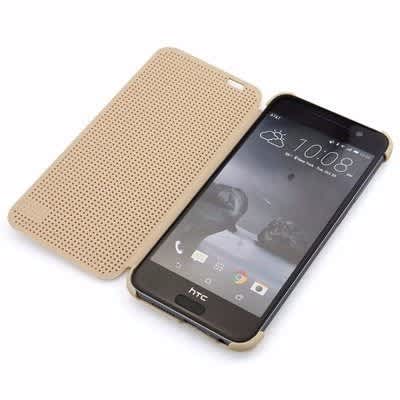 smart dot view flip protective cover gold tempered screen protector for htc a9