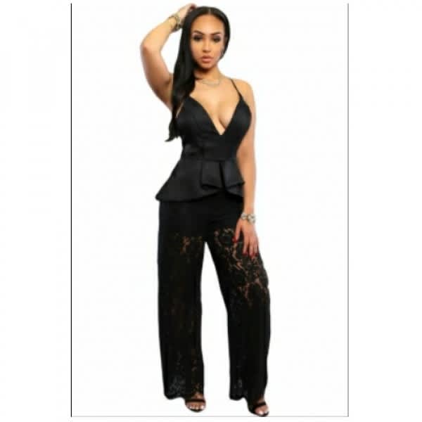 black peplum jumpsuit