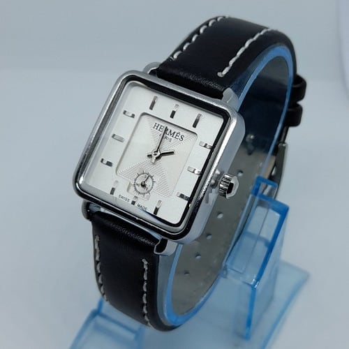 Hermes Men s Black Leather Watch Silver Case Konga Online Shopping