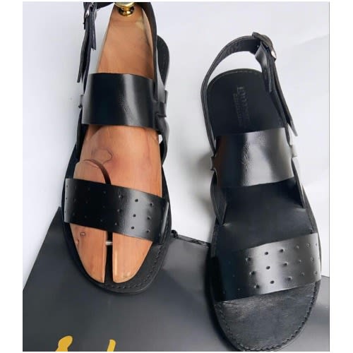 Fashion Front Leather Male Sandal - Black | Konga Online Shopping
