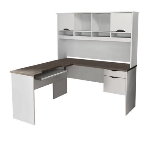 Modern White Antigua L Shaped Desk, Modern L Shaped Desk With Hutch