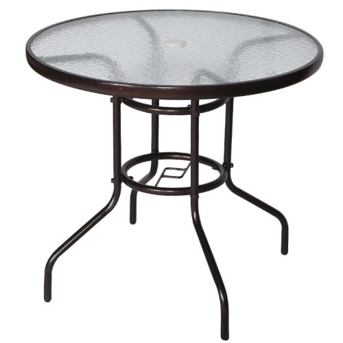 Unic Outdoor Patio Table Round Steel, Round Patio Tables With Umbrella Hole