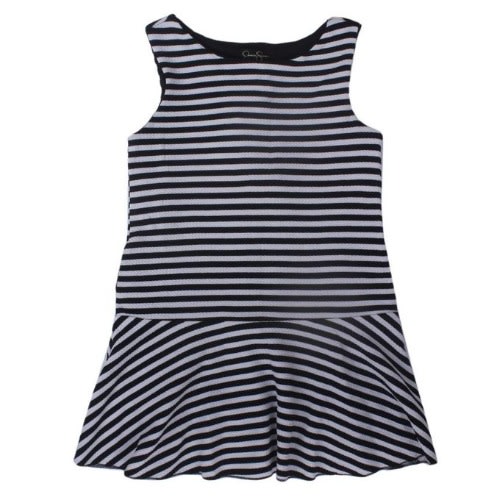 Striped Knit Drop Waist Girl's Dress- Black/ White | Konga Online Shopping