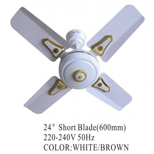 Short Blade Ceiling Fan 24 White