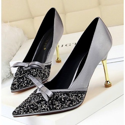 ladies grey heels