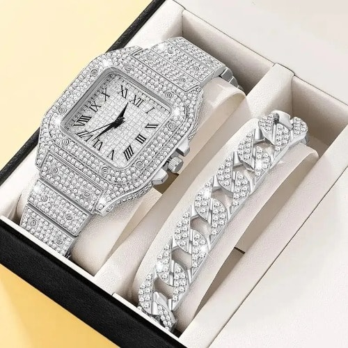 Wrist Watch Bracelet 2Pcs Diamond Silver Konga Online Shopping