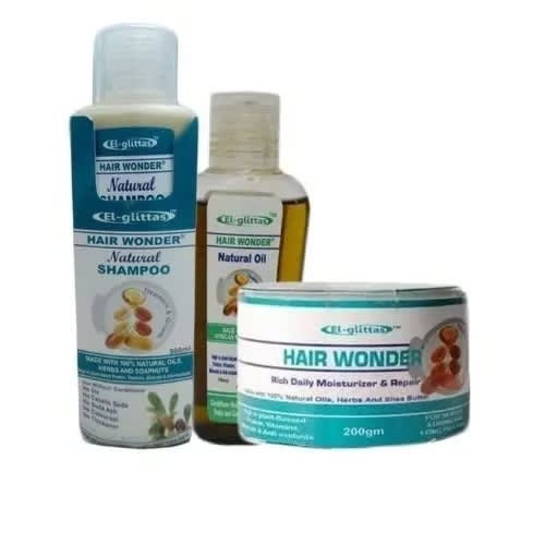 El Glittas Hair Wonder Cream 200ml + Shampoo 500ml + Oil 70ml Konga