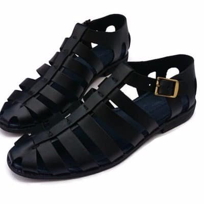 Tee Mask Recline Open Sandals - Black 