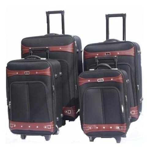 Swiss Polo Trolley Travel Rugged Luggage Bag - Black - 4 Pieces Set ...