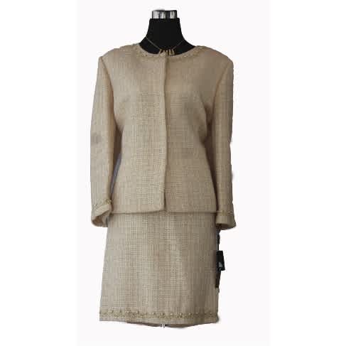 beige skirt suit