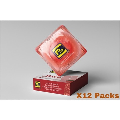 Spice Ultra-thin Strawberry Flavored Condom - 12 Packs Of 36 Pieces.