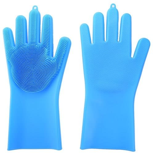 blue dish gloves