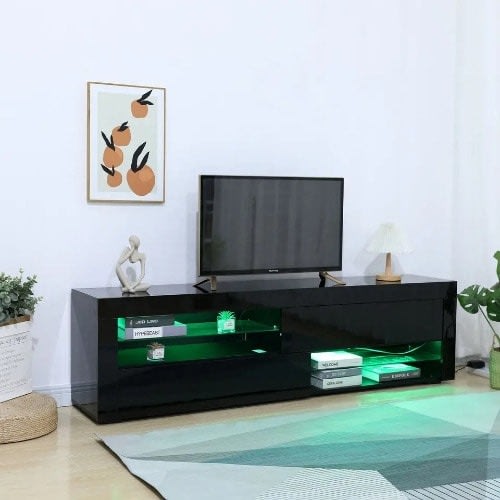 Black light up online tv stand