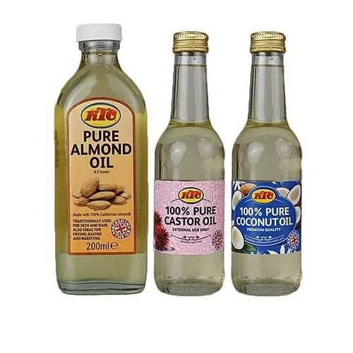KTC Almond Oil, Castor Oil And Coconut Oil Combo 200ml Each Konga