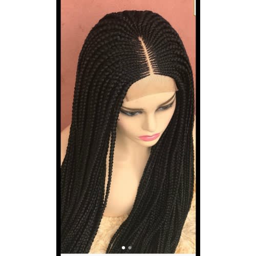 Ghana Weaving Box Braid Wig With Human Hair Closure Colour 1