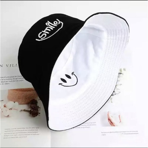 Unisex Double sided Reversible Bucket Hat Black White Konga