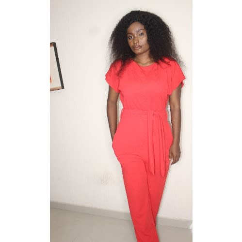elegant red jumpsuit