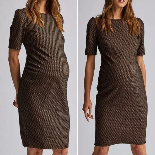 Dorothy Perkins Geometric Ruched Side Brown And Black Maternity