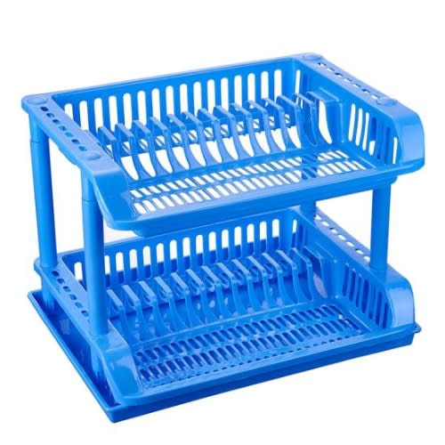 Plastic Dish Drainer Rack -2Tier - Blue