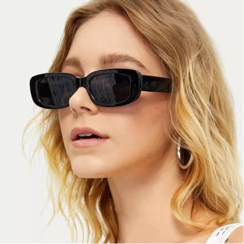 Retro Unisex Small Frame Oval Uv Protective Fashion Sunglasses-black.