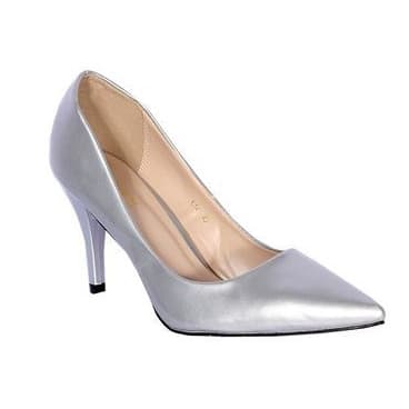 silver high heel court shoes