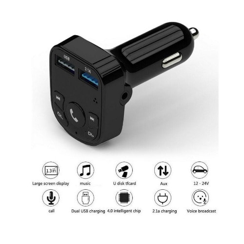 USB Car Charger Bluetooth Fm Transmitter Mp3 Player With Auxiliary Port