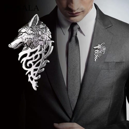 Wolf Brooch Pin Suit Lapel Accessory 