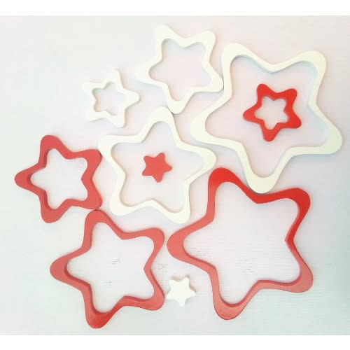 Acrylic Star Wooden Wall Sticker 10 Pieces Red And White Konga Online Shopping