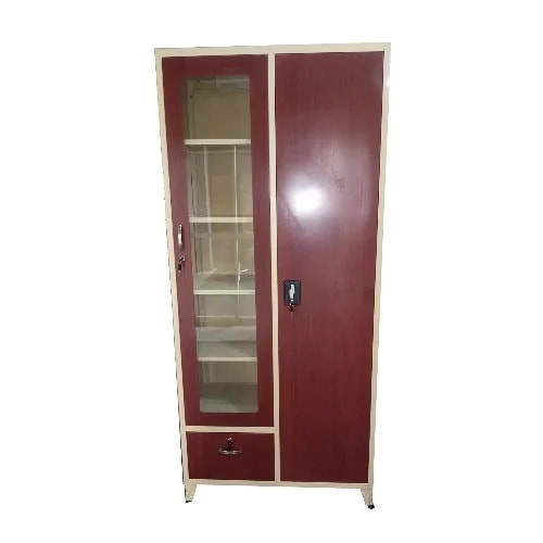 Cassia 2 Door Full Glass Metal Steel Wardrobe Inner Storage