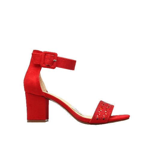 ladies red heeled shoes