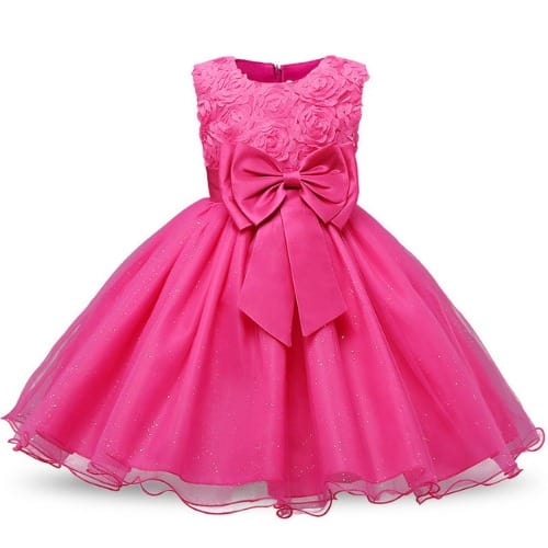 a pink dress