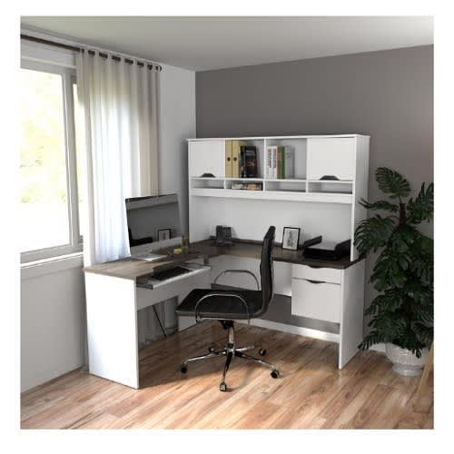 Modern White Antigua L Shaped Desk, Contemporary L Shaped Desk With Hutch