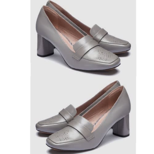 Next Wide Fit Grey Blocked Heeled Shoes 