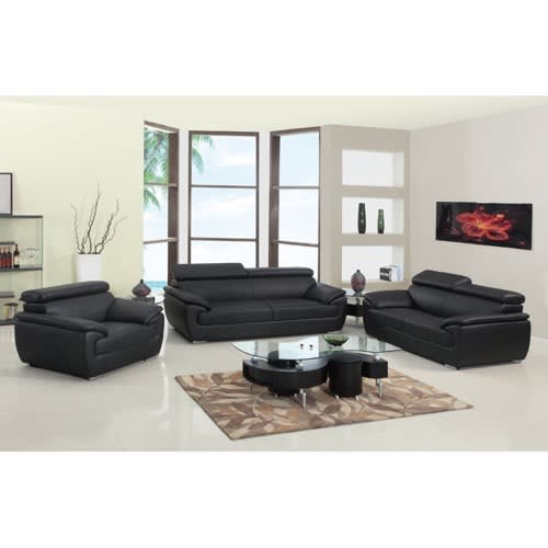 Mak Maroc 7 Seater Leather Sofa Set, 3 Piece Grey Leather Sofa Set