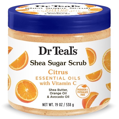 Dr Teal's - Shea Sugar Body Scrub - Citrus Essential Oils With Vitamin C - 538g.