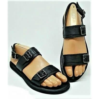Men Black Genuine Leather Sandals