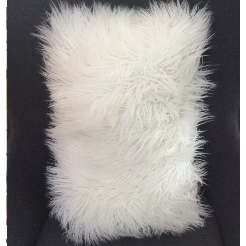 Cynthia Rowley Faux Mongolian Lamb Fur Pillow White Konga