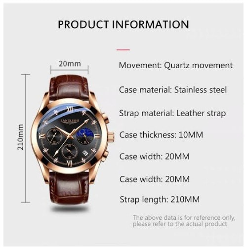 Langlishi Men's Leather Strap Watch Brown Konga Online Shopping