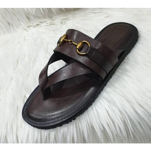 Male hot sale leather slippers