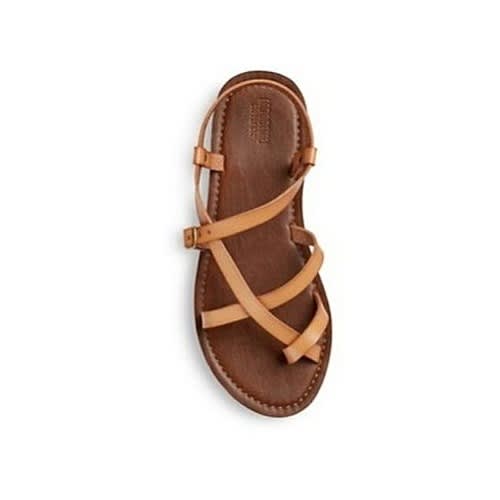 brown leather flip flops ladies