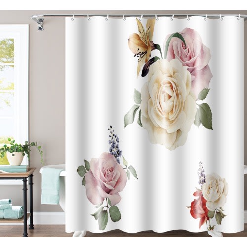 Home 90 Gsm Waterproof Shower Curtain, Rose Coloured Shower Curtain