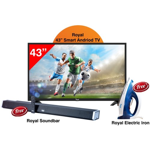 43" Full Hd Smart Tv- Rtv43sa72 + Free Sound Bar Rsb-f6011bc + Dry Iron Rdi-f158wb.