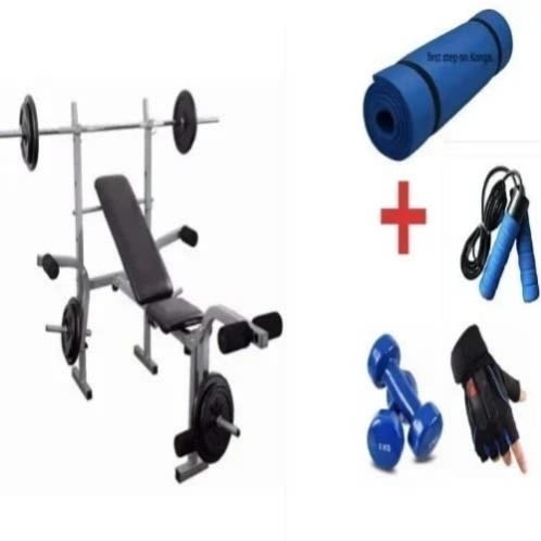 American Fitness Weight Bench With 30kg Barbell Rod Konga