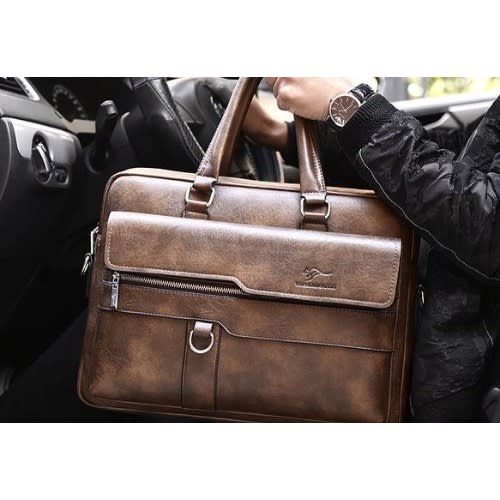 Men's Leather Business Bag - Briefcase Office Messenger Bag With Purse ...