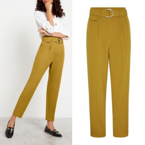yellow tapered trousers