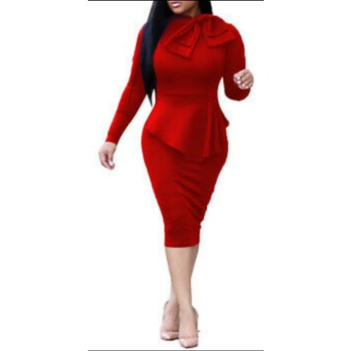 Red Long Sleeve Corporate Midi Dress | Konga Online Shopping