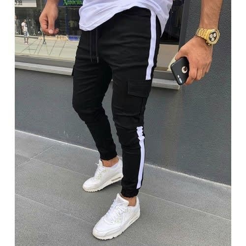 White Stripe Black Combat Joggers Konga Online Shopping
