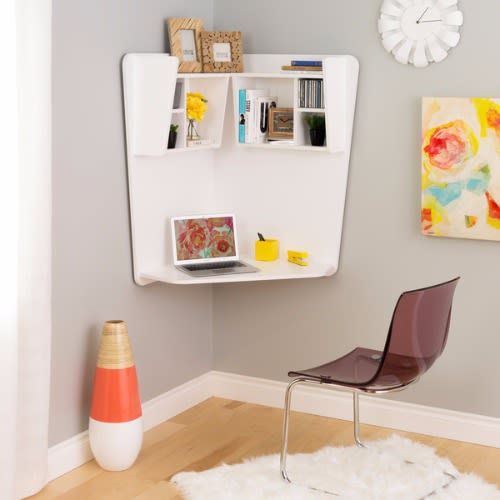 Handys Winslow White Wood Floating Corner Desk Konga Online Shopping